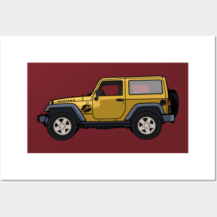 Jeep Wrangler Rubicon 2-door Yellow Posters and Art